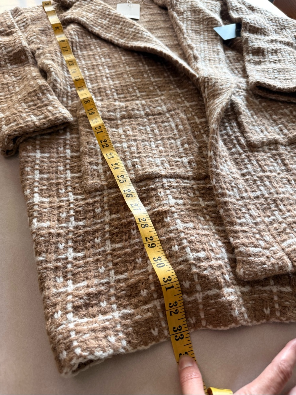 NWT M/L Olivia Grey Women's Brown Plaid Open-Front Cardigan - Picture 7 of 10